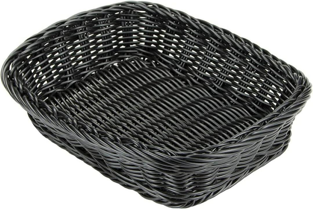 G.E.T. WB-1508-BK Rectangular Polyweave Bread Roll Serving Basket, 11.5" x 8.5", Black