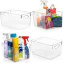 ClearSpace Clear Plastic Storage Bins  Pantry Organizers & Storage Containers, Cabinet Organizer - Home Organization Must Haves for Kitchen, Laundry Room, Office, Closet, Garage & Freezer (4 Pack)