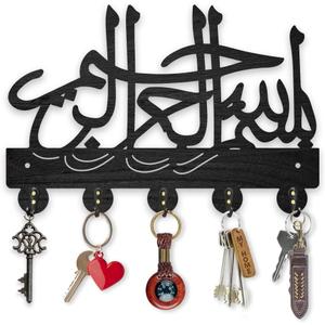 MAYJOYDIY Arabic Wall Mount Coat Rack Wood Key Hanger for Wall 11.87.9inch in The Name of The Most Merciful God Key Holder Key Rack 5 Alloy Hooks Black Wall Art Decor for Gift Living Room Office MAYJOYDIY Arabic Wall Mount Coat Rack Wood Key Hanger for Wall 11.87.9inch in The Name of The Most Merciful God Key Holder Key Rack 5 Alloy Hooks Black Wall Art Decor for Gift Living Room Office