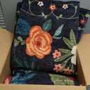 DUKINO 6x9 Area Rug, Floral Rugs for Living Room, Lightweight Non Slip Washable Indoor Low Pile & Non-Shedding Boho Design Carpet for Bedroom, Living Room, Dining Room, Black