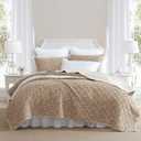 Laura Ashley - Queen Quilt Set, Lightweight Cotton Bedding with Matching Shams, Vintage Floral Inspired Home Decor with Solid Reverse (Loveston Burnt Orange, Queen)