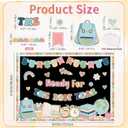 2 x Back to School Bulletin Board Classroom Decoration, Ready for The Best Year Bulletin Board Set, Pastel Notebook Stationery Schoolbag Cutouts for First Day of School Wall Door Chalkboard Classroom