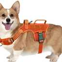 Small Dog Harness, Heavy Duty Tactical No Pull Dog Harness, No Choke, Easy On and Off Pet Vest with Molle System, Adjustable Reflective Dog Vest with Breathable Padded for Walking Hiking Training (S(Neck:16-22",Chest:20-28"),18-35 lbs, Orange)