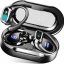 Wireless Earbuds, 2025 Bluetooth 5.4 Headphones Sport, Bluetooth Earbuds with ENC Noise Canceling Mic, 50H Stereo Wireless Headphones IP7 Waterproof with Earhooks, Dual LED Display for Workout/Running (Light Black)