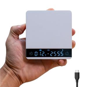 Nano Pro Coffee Scale with Timer, Espresso Scale with Auto Tare, Aluminum Body, Touch Sensor and Silicone Cover (White)