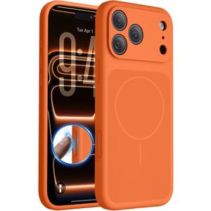 FlyReal Magnetic for iPhone 17 Pro Max Case, Design for iPhones New Back, Compatible with MagSafe, Integrated Silicone Camera Control & Camera Protection Microfiber Lining Case, 6.9", Orange