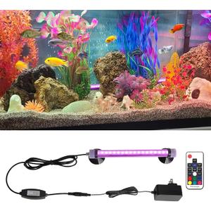 Submersible Aquarium Light for Fish Tank: Full Spectrum Underwater Fish Tank Light with Dimming 8 Colors - COB LED Aquarium Lights with Remote and Suction for 7.8 Inch Saltwater Freshwater Tanks