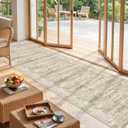 Long Bathroom Rugs Runner - Washable Runner Rugs for Hallway 2x10, Ultra-Thin Soft Kitchen Carpet Runner, Anti Slip Backing Runner Rugs for Entrance, Bedroom, Living Room(2'x10', Brown/Ivory)