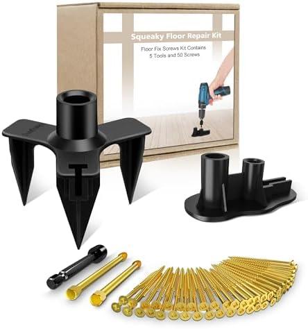 Noisy Floor Repair Kit with 100 Screws and 5 Tools - Eliminate Squeaky Noise Under Carpeted, Hardwood, Vinyl, and Linoleum Floors - Squeak No More Set