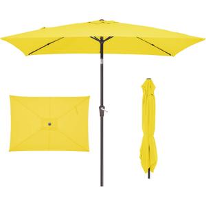 JEAREY 6.5x10 ft Rectangular Patio Umbrellas Outdoor Market Umbrella with Push Button Tilt and Crank, Rectangle Table Umbrella 6 Sturdy Ribs UV Protection for Pool Garden Backyard Deck, Yellow