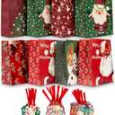 VOTUM 24pc Christmas Gift Bags with Handles + 60pc Holiday Gift Tags- Bulk Set for Wrapping Christmas Gifts, Party Favors, & Shopping  Festive Designs, Durable Paper Bags for Presents (Traditional)