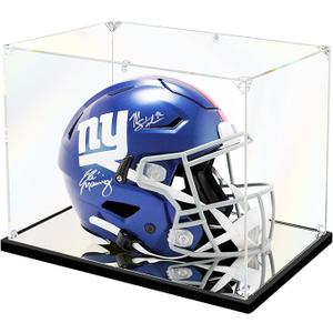 Football Helmet Display Case Mirror Base, Acrylic Display Box for Full Size Football Helmet, Self-Assembly (15.8x11.8x11.8 inch, 40x30x30 cm)