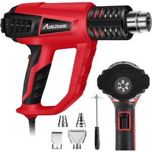 AVID POWER 1500W Heat Gun with Variable Speed, Hot Air Gun 122-1022, 3-Temp Settings, Five Nozzle Attachments for Crafts, Tube Bending, Stripping Paint