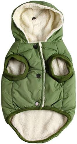 Vecomfy Fleece Lining Extra Warm Dog Hoodie in Winter,Small Dog Jacket Puppy Coats with Hooded Green S