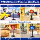 Business & Store Sign Holders 8.5x11inch 3Pack Adjustable Floor Standing Sign Holder with Heavy Duty Display Stand (Black, Silver)