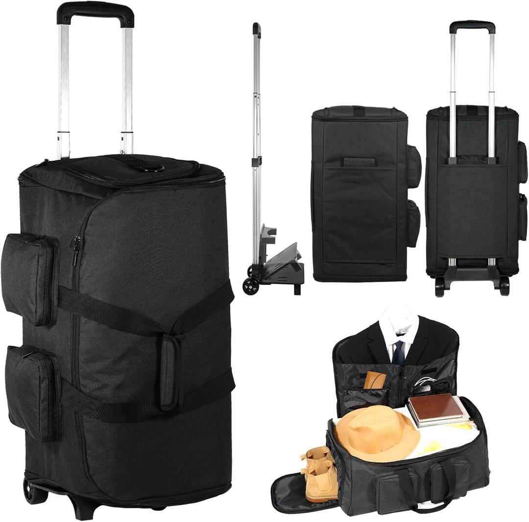 Rolling Garment Bags for Travel, Garment Bag with Wheels, Convertible Garment Duffel bag, Carry On Garment Bag with Shoe Pouch,3 in 1 Carry on Convertible Travel Garment Bag
