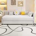 PVWIIK Upholstered Full Size Daybed with Trundle,Beige
