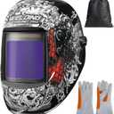 Large View Welding Helmet Auto Darkening True Color Solar Powered Hood with Adjustable Wide Shade Range 4/5-9/9-13 for Mig Tig Cut 4 Arc Sensor JRP070 Welder Mask (Punishment)