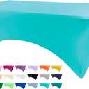 BDDC 4ft Table Cover Fitted, Turquoise Spandex Table Covers, Washable and Wrinkle Resistant Stretch Tablecloths Rectangle for Events, Wedding, Banquets, Parties
