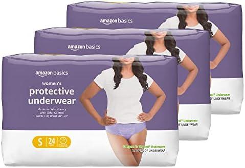 Amazon Basics Incontinence Underwear for Women, Protective, Disposable, Postpartum, Maximum Absorbency, Small, Lavender, 72 Count (3 Packs of 24) S