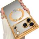 OOK Magnetic Case Made for iPhone 17 Pro Max 6.9 Inch (Compatible with MagSafe) Clear Phone Cover with Screen Protector Soft TPU Anti-Scratch Shockproof Protective Case for Women Men - Gold