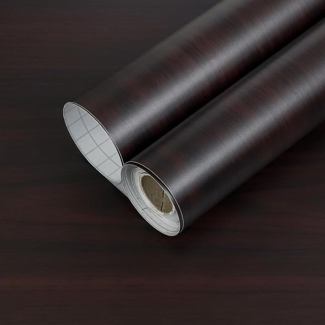 Oxdigi Dark Walnut Contact Paper - 23.6 x 196 Inches - Self-Adhesive, Removable and Waterproof - Ideal Peel and Stick Wallpaper for Cabinet, Countertop, Desktop, Rental Property, Kitchen, 23.6"W x 196.9"L