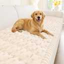 Smiry Couch Covers for Dogs Washable, Non Slip Fuzzy Pet Couch Covers for Sofa, Soft Thick Sofa Slipcovers Furniture Protector Pet Friendly (Cream, 27.6" x 88")