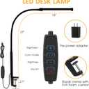 LED Desk Lamp with Clamp, Eye-Caring Clip on Lights for Home Office, 3 Modes 10 Brightness, Long Flexible Goose-Neck, Metal, Swing Arm Architect Task Table Lamps with USB Adapter, Black