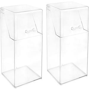 2Pcs Acrylic Makeup Brush Organizer with Lid, Clear Makeup Brush Holders Brush Storage Dust Proof Box Makeup Organizer for Dressing Tables and Vanity