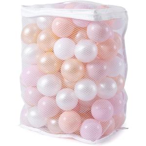 Realhaha Ball Pit Balls 50 100 200 500 Play Balls Plastic Balls for Baby Girls Toddlers Kids Play Tent Pool Playhouse Playpen Party Decoration (Pink White)
