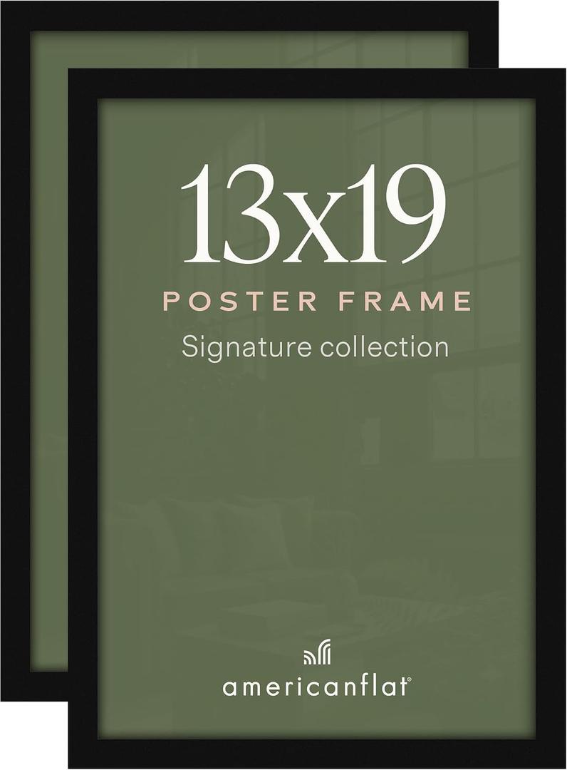 Americanflat 13x19 Picture Frame 2-Pack - Engineered Wood - Black