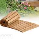 Wooden Garden Pathway Outdoor Roll-Out Walkway Weather-Resistant Fir Wood Curved or Straight Boardwalk Decorative Garden for Backyard,Beach,Wedding Party Pathways (Natural, 6FT Curved)