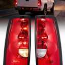 Tail Light Assembly Compatible with 2003 2004 2005 2006 Chevy Silverado 1500 1500HD 2500 2500HD 3500 2007 Chevrolet Classic OE Style Taillight Rear Lamp Driver and Passenger Side w/Bulbs