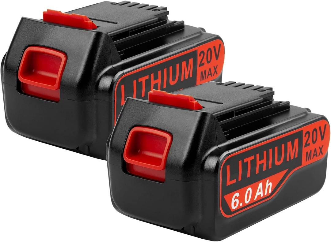 2 x Labtec 2-Pack 6Ah Max 20V Lithium Battery Replacement for Black & Decker ASL/BDC/LD/LC/LP Series, Compatible with LBXR20 LBXR20B LBXR20-OPE LBXR2020 LBXR20 LB20 LBX20 - High Capacity Cordless Tool