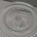 Wenqik 8 Inch Beaded Glass Cake Stand Vintage Clear Cake Stand Cakes Serving Platters Footed Dessert Plate Display Desserts Holder Fruit Serving Tray Display Accessories for Wedding Party Supplies
