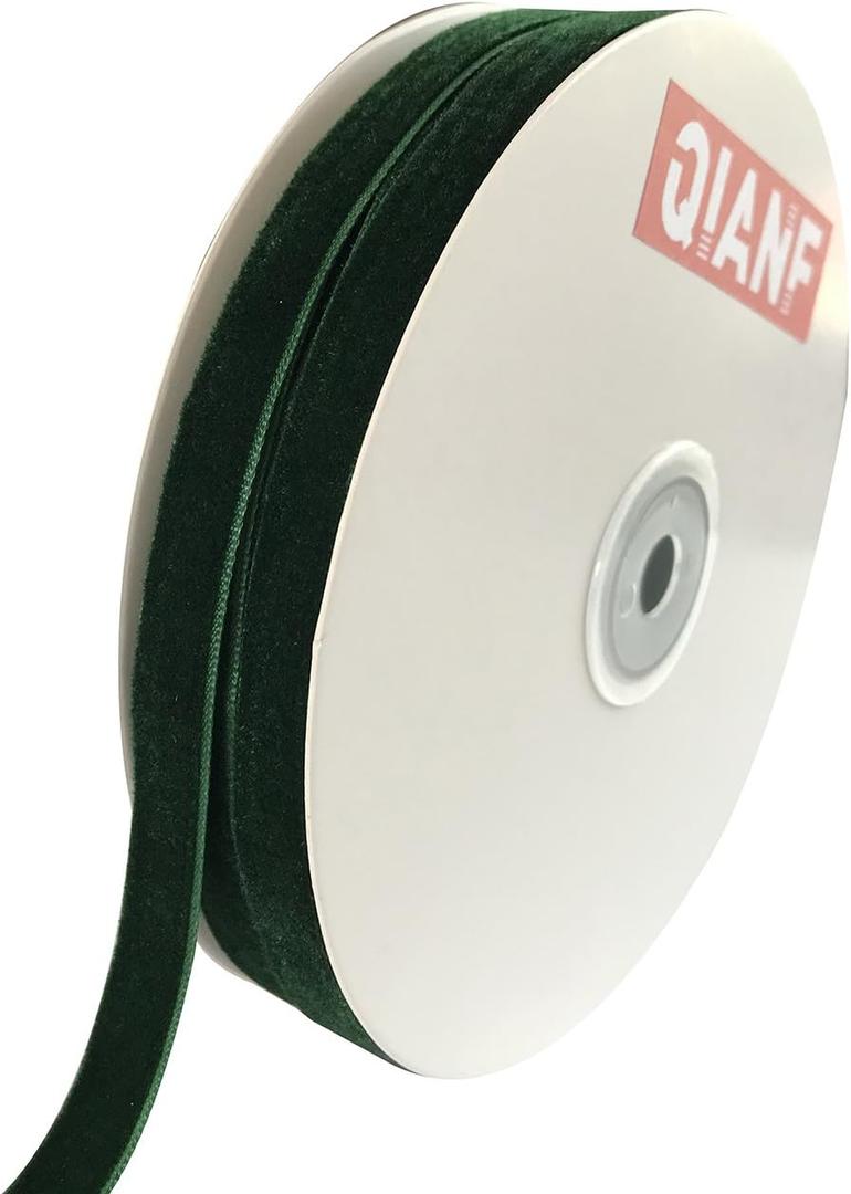 Vintage Green Velvet Ribbon, 3/8 Inch X 25Yd