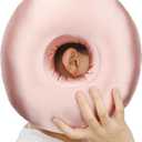 Silky Satin Piercing Pillow Ear Pillow Cover Donut with Hole for Ear Pain,  Coral
