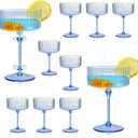 XUWAIDSGN 12 Pcs Champagne Martini Glasses 9 Oz with Gilded Removable Gold Rim Coupe Glasses Pink Martini Glasses Plastic Mimosa Vintage Coupe Glasses Set For Wedding Anniversary (12, Clear Blue)