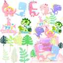 LaVenty Three Rex Cake Topper Birthday Decoration for Girls - Young Wild Three Dinosaur Cake Topper - Roar I'm 3 Cake Decoration