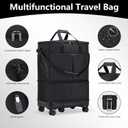 Large Capacity Rolling Duffle Bag with Detachable Wheels,Expandable Foldable Suitcase for Travel,Collapsible Luggage Duffel Overnight Weekend Bags without Telescoping Handle