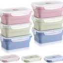 Mifoci 6 Pcs Silicone Food Containers Collapsible Food Storage Containers with Airtight Lids Stacking Leftover Foods Storage Lunch Box for Freezer Microwave Dishwasher Safe(18.6 oz)