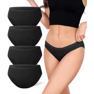 DAVID ARCHY Womens Underwear, Bamboo Rayon Underwear Women, Moisture Wicking Panties, Soft & Breathable, 4 Pack (Small, Black)