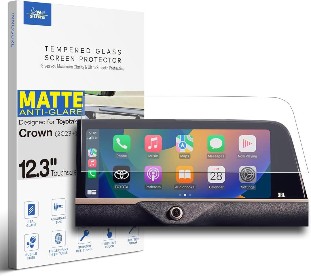 Tempered Glass Screen Protector for 2023/2024/2025/2026 Toyota Crown, 2025/2026 Toyota Crown Signia - XLE/Limited/Platinum 12.3" Touchscreen Anti Glare (Matte)