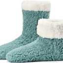 cosyone1997 Women's Fuzzy Slipper Socks with Non-slip Grippers, Cozy & Unique Gifts (Aqua)