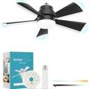 We Charger Socket Fan Light, E26 E27 Screw in Ceiling Fans with 1 Spare Lightbulb 20.5 in, Light Fan with Lights Dimmable for Kitchen Garage Laundry Room Black