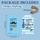 2 x 50Pcs Gift Tags for Father Gift - 2.1"x3.5" Happy Father's Day Tags with String - Mustache & Tie Thank You Cards Tag Hanging Paper Gift Tag for Present Party Favor Wrapping - A04, (Mix)