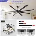 96/100/120 Inch Black Large Hvls Industrial Ceiling Fan & DC Motor, 96in