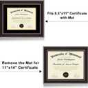 11x14 Diploma Frames 8.5x11 with Black Mat, Fits Degree Certificate Document, 14 x 11 Walnut Color Frame with Plexiglass Panel for Wall Mounting or Tabletop Display