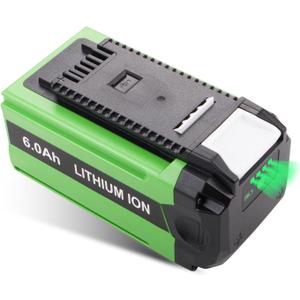 40V 6.0Ah Lithium-ion Replacement Battery for Greenworks GMAX 40V Cordless Power Tools 29462 29472 29252 20202 20302 20322 20672 25223 25302 25312 25322 21242 21302 21332 22262 22272 24252 24282 27062
