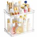 Yieach 2 Tier Bathroom Counter Organizer,Tiered Bathroom Organizer for Makeup,Perfume,Beauty Products,Skincare Organizers Shelf,Vanity Storage Tray for Bedroom,Spice Racks for Kitchen Corner,Rectangle